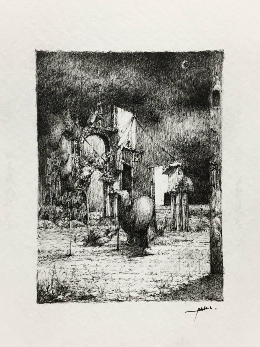 Untitled 7, 2020, gel pen on paper by Seongkeun Park.