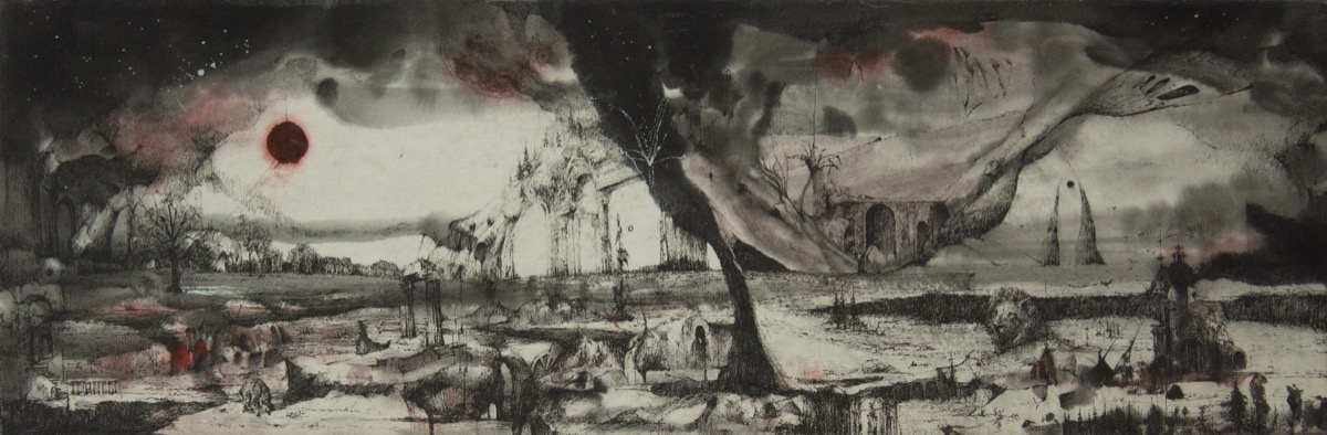 Untitled 24, 2021, ink and gel pen on hanji mounted on panel by Seongkeun Park.